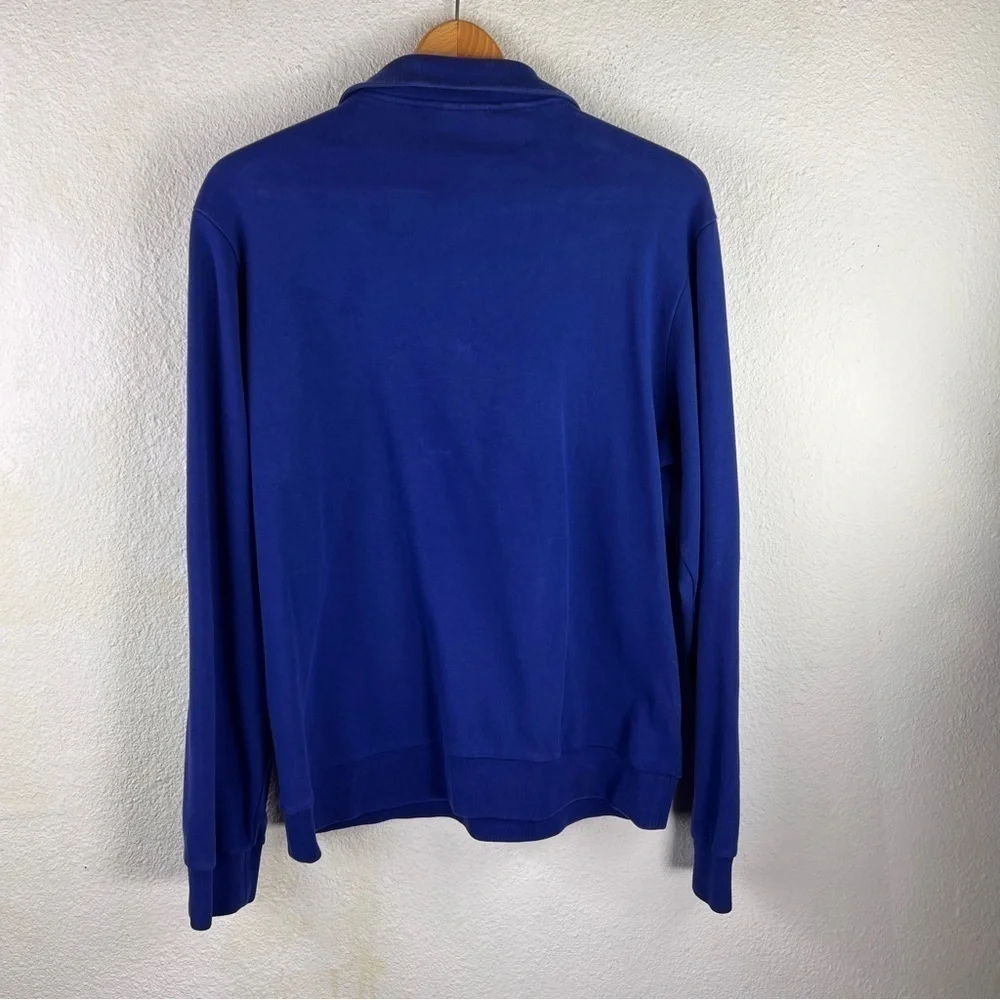 VINTAGE LACOSTE ¼ ZIP MEN’S PULLOVER. Blue w/green alligator logo. 100% Cotton